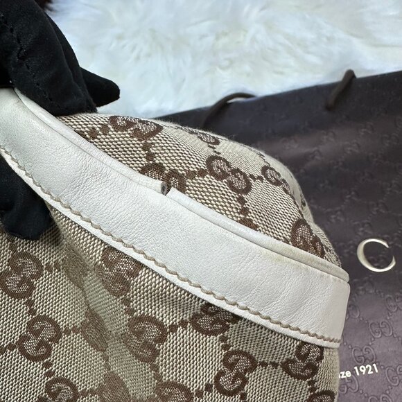 Authentic Gucci Monogram GG Trophy Canvas/Leather Medium Boston Bag - Picture 16 of 17